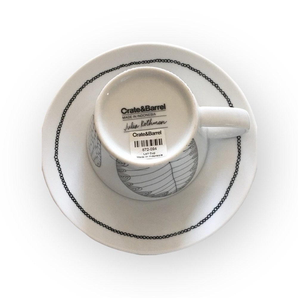 VHTF: new Crate & Barrel x Julia Rothman 𖧷 Leif Cup + Saucer 𖧷 Leaf Pattern - Picture 10 of 16
